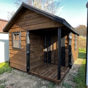 10X16 RUSTIC CABIN W/ CORNER PORCH